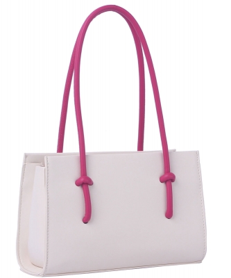 2-Tone Spring Tote Bag TD-0069-M BEIGE/FUCHSIA